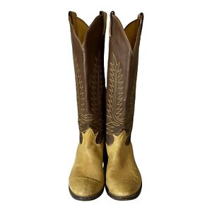 Tony Lama 6426 Tall Buckaroo Antelope Brown Boots 18” Men’s Size 8.5D Vintage