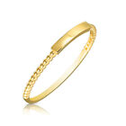 14K Real Solid Yellow Gold Dainty Bar Style Beaded Minimalist Band Ring