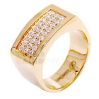 R2 Men's Stainless Steel Gold Plated 3 rows CZ SET Pinky Ring Size 8-13