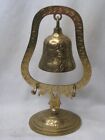 vintage etched brass India gong bell w/ stand *Missing mallet