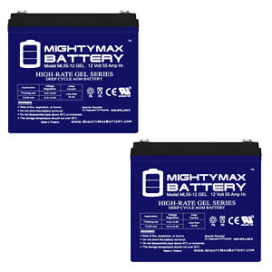 Mighty Max 12V 55AH GEL Battery Replacement for Pride Quantum 600, 6000Z - 2Pack
