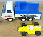Vintage Tonka Mini Indy Race Car Transporter Hauler With Yellow Car RARE C8