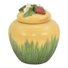 Ephraim Faience 2021 Art Pottery Summer Strawberry Yellow Covered Jar P1016