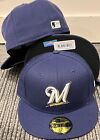 New Era Cap 59FIFTY Milwaukee Brewers GAME ON FIELD Blue ACPERF Hat Fitted 5950