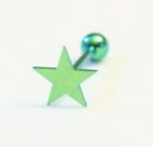 10pcs BULK LOT Resale Green STAR Tongue Bar Ring Logo Piercing Jewelry barbell