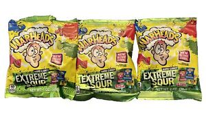 3x Warheads Extreme Sour Hard Candy Assorted Flavor 28g each, 5 Fruity Flavors