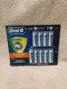GENUINE Oral-B Max Advanced Clean Replacement Refill Brush Heads 9 Count - New