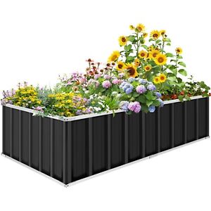 Garden Raised Bed Galvanized Steel Bed Metal Planter Box Grow Vegetable Flower#