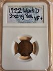 1922-D Lincoln Wheat Cent Penny “WEAK D” VF (STRONG REVERSE)