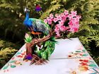 3D Pop Up Greeting Card Peacock Bird Flower Floral Birthday Mother Anniversary