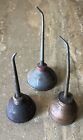 3 Antique Oil Thumb Pump *LOT Automobiles Metal Oilers Curved Tip