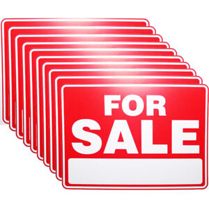 10 x FOR SALE SIGN 9 x 12 INCH SIZE DURABLE WEATHERPROOF SELL CARS HOUSES