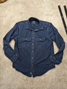 Abercrombie Fitch Flannel Shirt Mens Extra Large Muscle Button Down Navy Blue