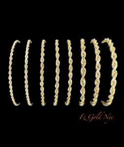 14K SOLID Real Gold Rope Chain Bracelet - Twisted Diamound Cut Bracelet