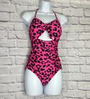 NWOT Tempt Me Pink Leopard Sexy Cutout Swimsuit Tummy Control Size Small