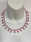 Vintage Lorren Bell Pink Multifaceted Bead Choker Necklace with Extender