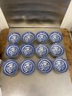 Vintage Churchill Blue Willow Set Of 12 Coupe Cereal Soup Oatmeal Bowls