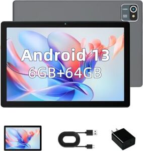 Tablet 10 Inch Android 13 Tablet 6(2+4)+64GB Quad Core 1280×800 HD+IPS Screen