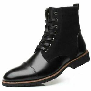 Mens Ankle Boots Pointed Toe Business Dress Lace Up casual Booties Shoes