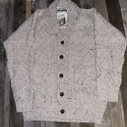 ARAN CRAFTS Men's Shawl Collar Button Cardigan Sweater size XL 100% Wool Oatmeal
