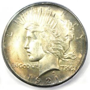 1921 Peace Silver Dollar $1 Coin. Certified ICG MS60 Detail (UNC MS) - Rare Date