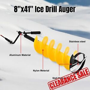 Drill Adapter Ice Drill Auger 8''x41'' Nylon Ice Auger Bit 4 Replaceable Blade