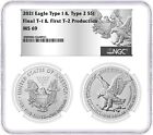 2021 $1 Silver Eagle 2 Coin Set Final Type 1 & First Type 2 NGC MS69 Multiholder
