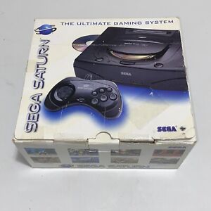 SEGA Saturn Black Home Console System In Box W/ Game Cables & Controller