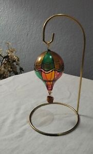 Vintage Art Glass Multi-Color Hot Air Balloon Ornament