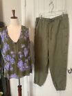 CABI Celebrity Top #4184 Pop Flower Blouse Green Lilac. Sz. Large. NWT