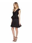 NEW $249 Halston Heritage Women's Black Ruffled Peplum Cap Sleeve Dress Size 10
