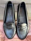 Minnetonka Woman’s Sz 7.5 Black Leather Driver Loafers Boat Slip On Shoes