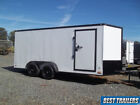 covered 7 x 14 blackout white LED light enclosed cargo motorcycle hauler trailer