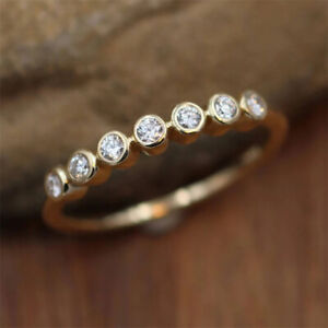 Women Charm Gifts 18k Yellow Gold Plated Rings Cubic Zirconia Jewelry Size 6-10