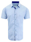 Short Sleeve Dress Shirt Mens Solid Colors Wrinkle Resistant  Slim Fit Button Up