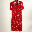 Cabi Women's Afternoon Dress Midi Button Front Red Size Small