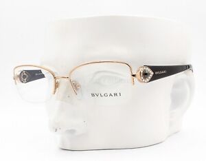 Bvlgari 2157B 376 Semi Rimless Eyeglasses Glasses Copper Gold w/ Crystals 55mm