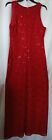 NW Nightway Size 8P Shiny Red Lace Sequins Cross Bodice Long Slit Formal Dress