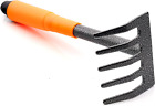 Garden Hand Rake, Steel Garden Cultivator Tools Portable Black and Orange Small