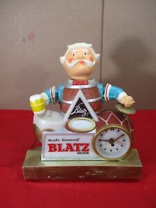 Vintage 1950's Blatz Beer Barrel Lighted Clock Bobblehead Bar Sign  WORKS GREAT