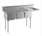 Regency 72 1-2” 16 Gauge Stainless Steel Three Compartment Commercial Sink With