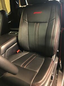 2019-2020 Ford F-150 XLT SuperCrew Crew Cab Leather Seat Covers Black Sport Red