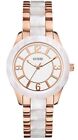 Guess Stainless Steel/Resin Rose Gold Tone 36mm White Dial Women's Watch W0074L2