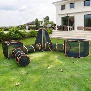 ColourTree 6-in-1 Tent Portable Playpen Enclosures with Tunnel for Cat Dog