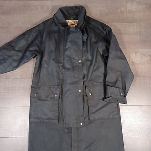 Western Frontier Vintage Black Oilskin Duster Jacket Coat Small