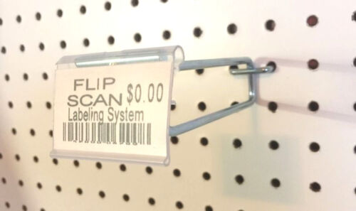 50 PACK 4 Inch Flip Scan™ Metal Peg Hooks w/Label Holder 1/8