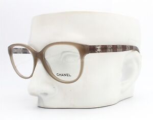 Chanel 3292 1416 Eyeglasses Glasses Milky Taupe Brown Silver CC Logo 52-16-140