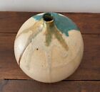 Large Vintage Studio Pottery Weed Pot Vase Cream with Dripping Glaze Makers Mark