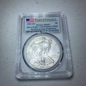 2021 (P) PCGS MS 69 Emergency Issue T-1 Silver Eagle Dollar, First Strike $1