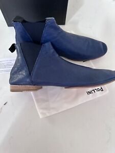 POLLINI blue nappa leather dress boots Size 13M  Euro 46 Hand made  Italy NIB